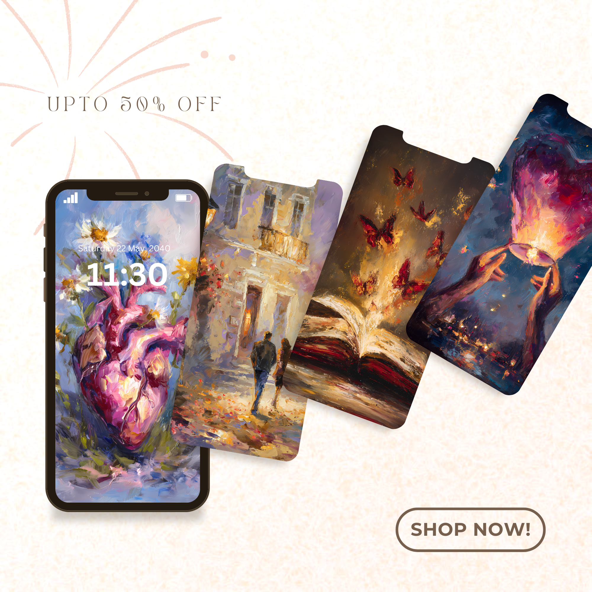 Hearts & Dreams – Romantic Digital Wallpaper Collection (5 Pack)