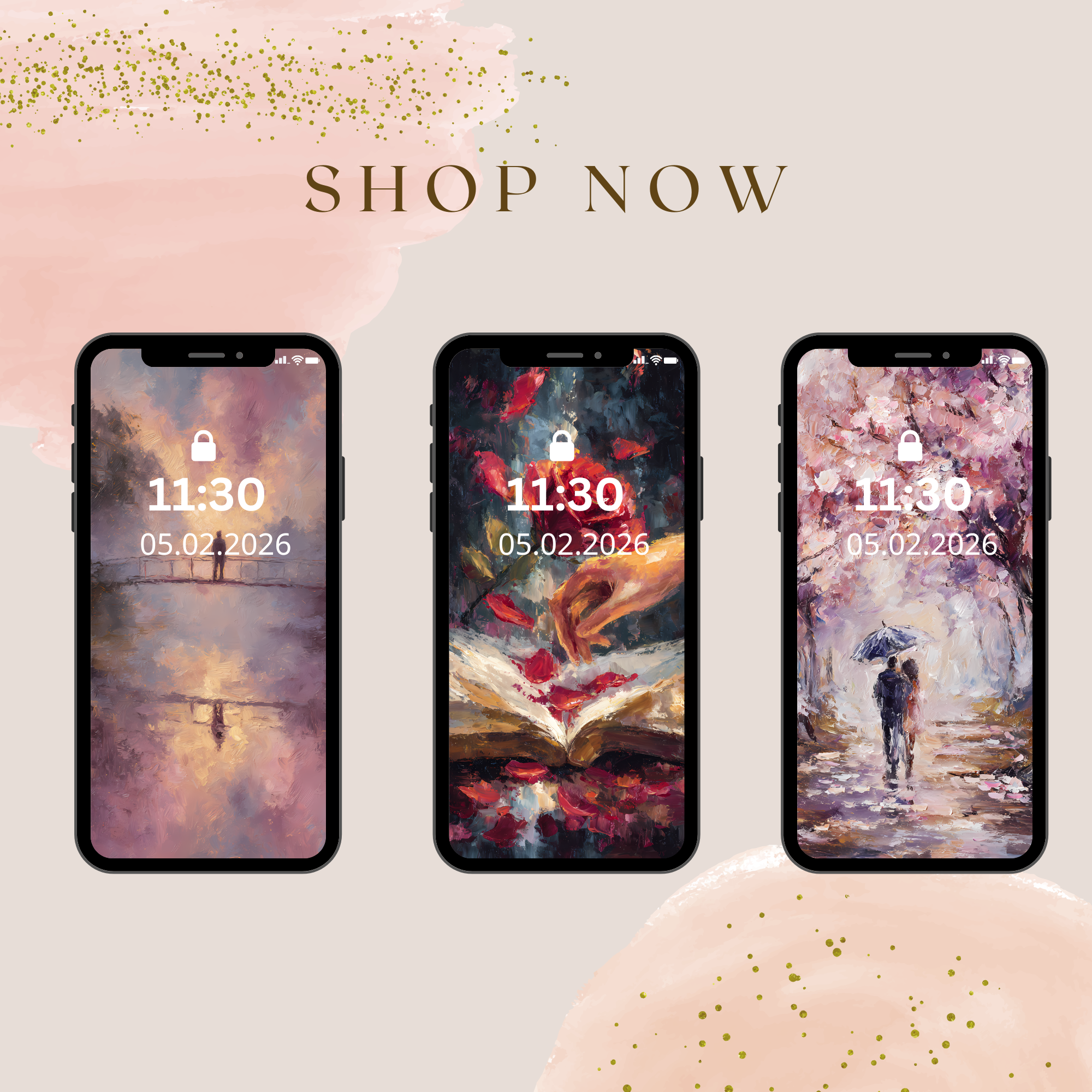 Canvas of Love – Romantic Wallpaper Collection (Set Of 5)
