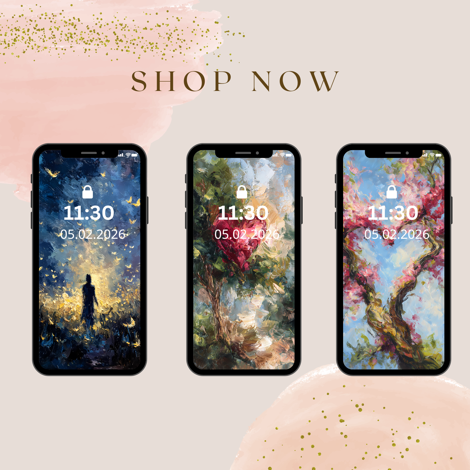 Eternal Whispers Artistic Wallpaper Collection (Set of 5)