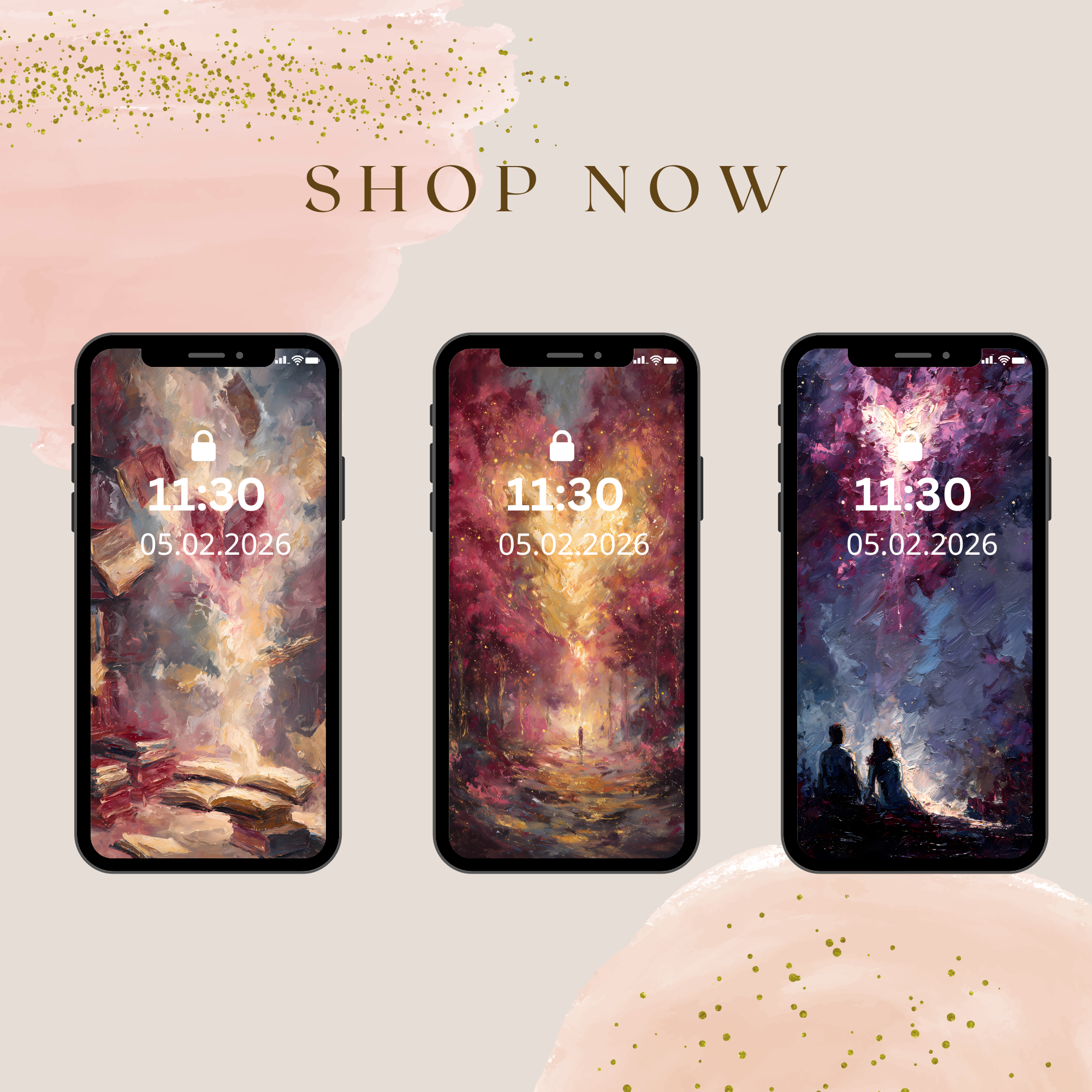 Library of Love   Romantic Wallpaper Collection (Set Of 5)