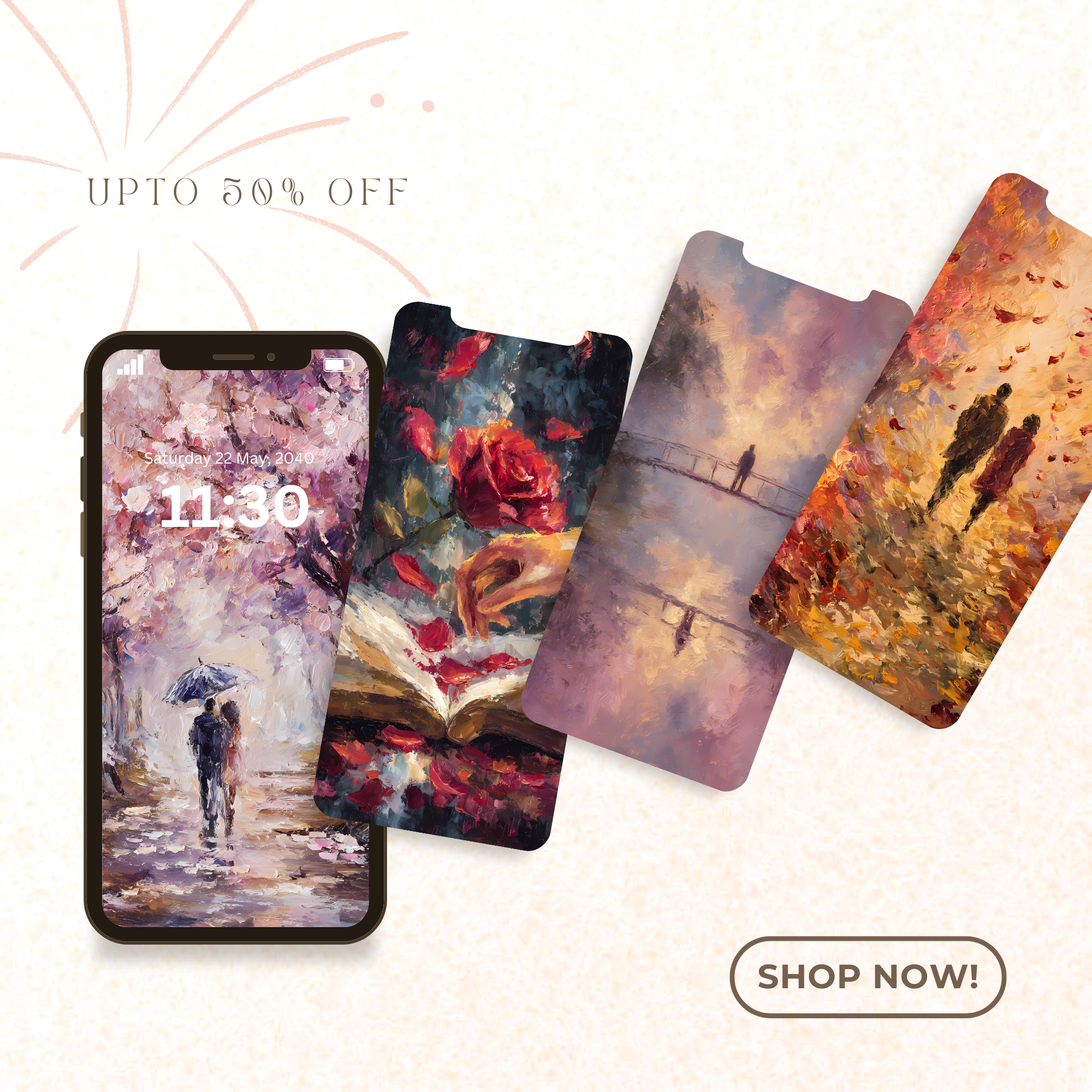 Canvas of Love – Romantic Wallpaper Collection (Set Of 5)