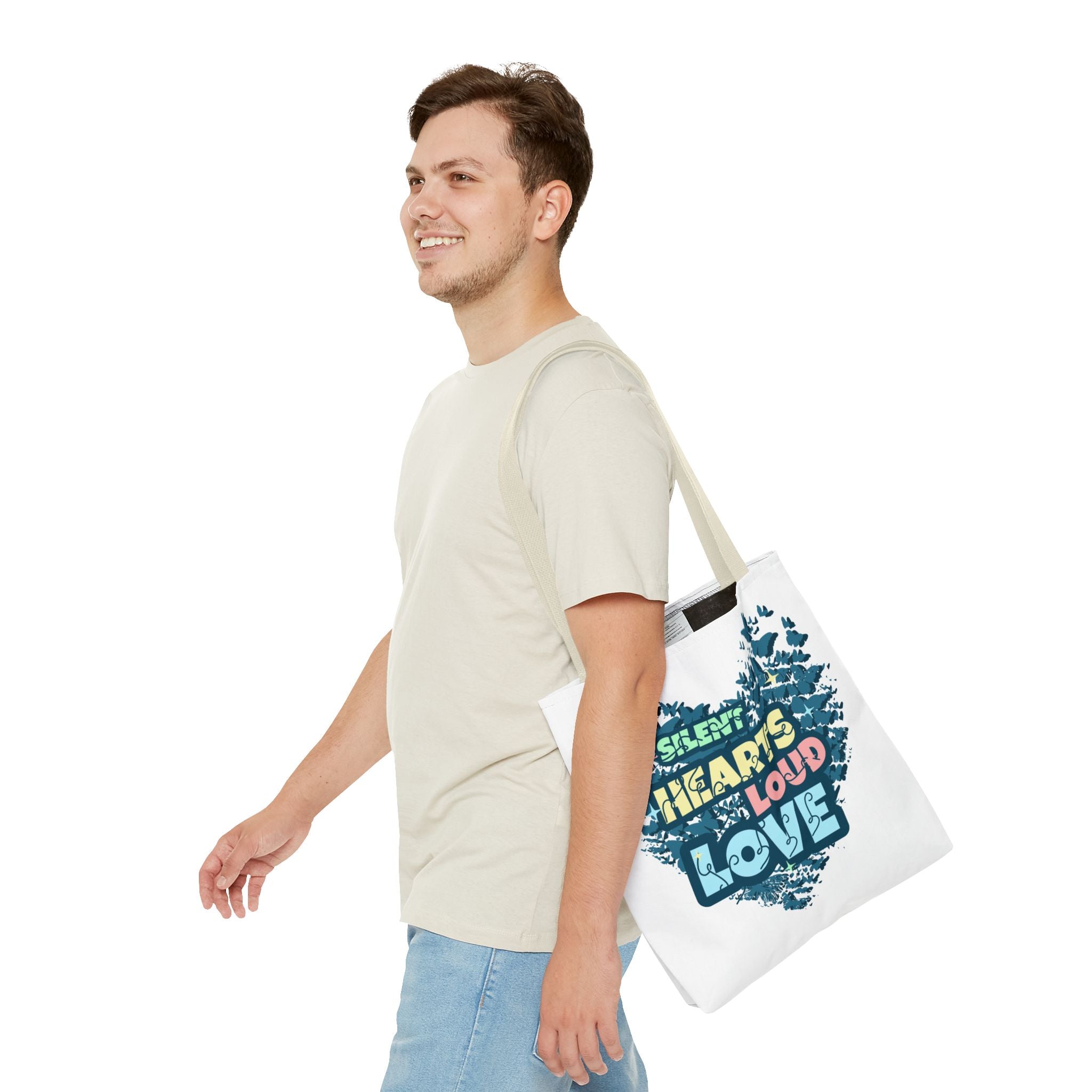 Charming Canvas Tote Bag | Hearts Loud Love Design | Eco-Friendly, Gift for Her, Beach Bag, Shopper Sac, Everyday Use