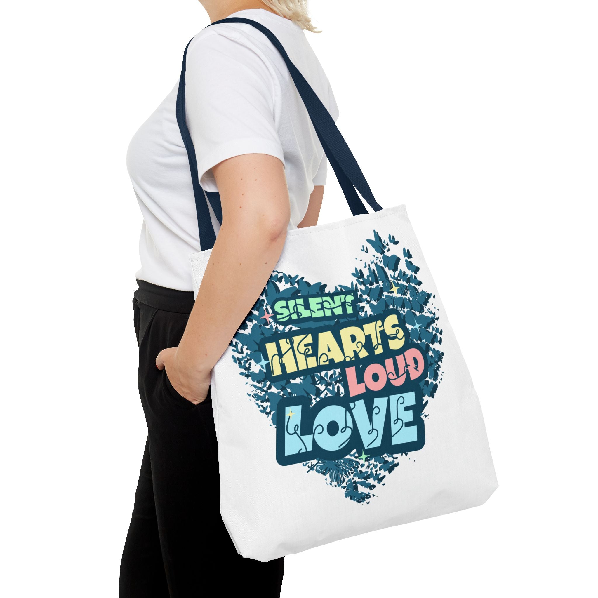 Charming Canvas Tote Bag | Hearts Loud Love Design | Eco-Friendly, Gift for Her, Beach Bag, Shopper Sac, Everyday Use