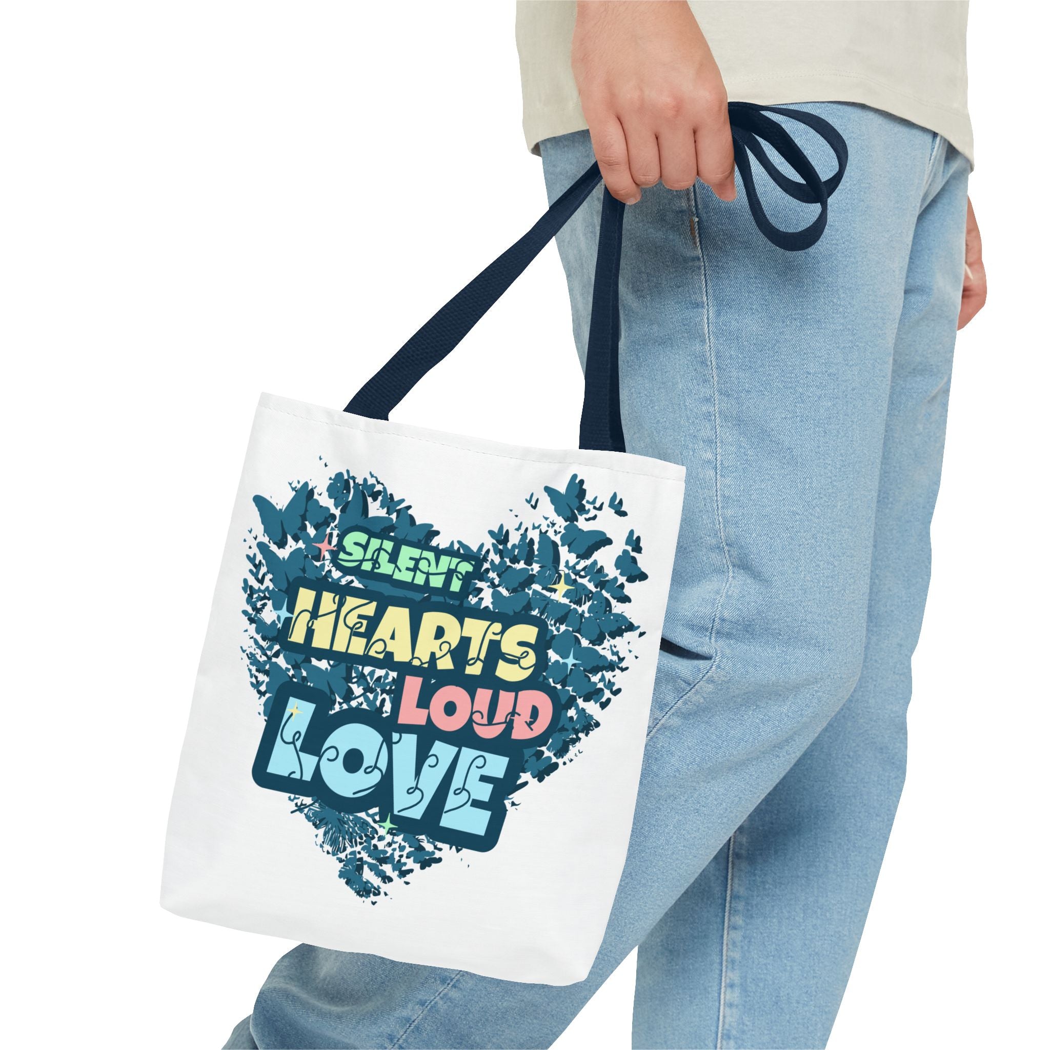 Charming Canvas Tote Bag | Hearts Loud Love Design | Eco-Friendly, Gift for Her, Beach Bag, Shopper Sac, Everyday Use