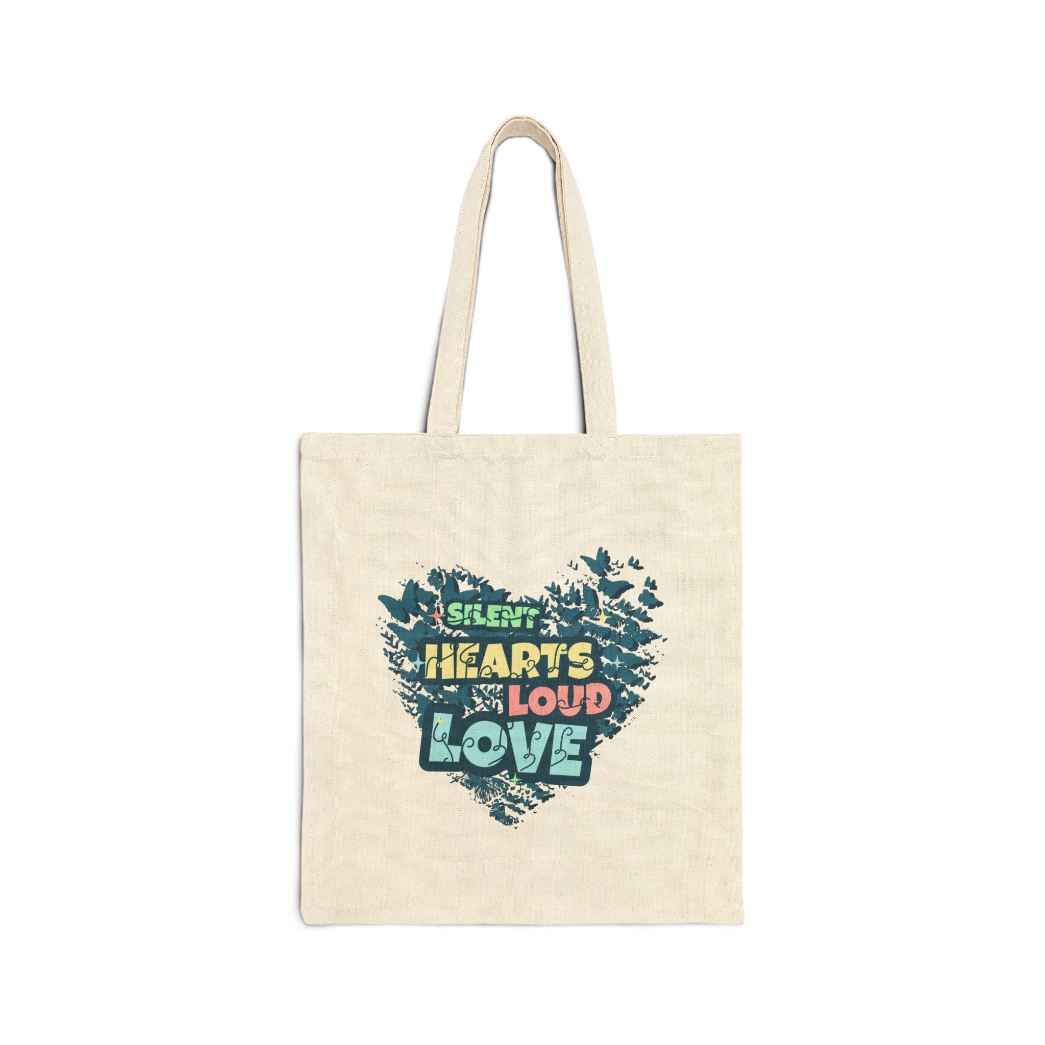 Heart's Loud Love Tote Bag | Eco-Friendly Canvas Bag | Perfect Gift for Moms, Valentine's Day, Beach Days, Grocery Shopping