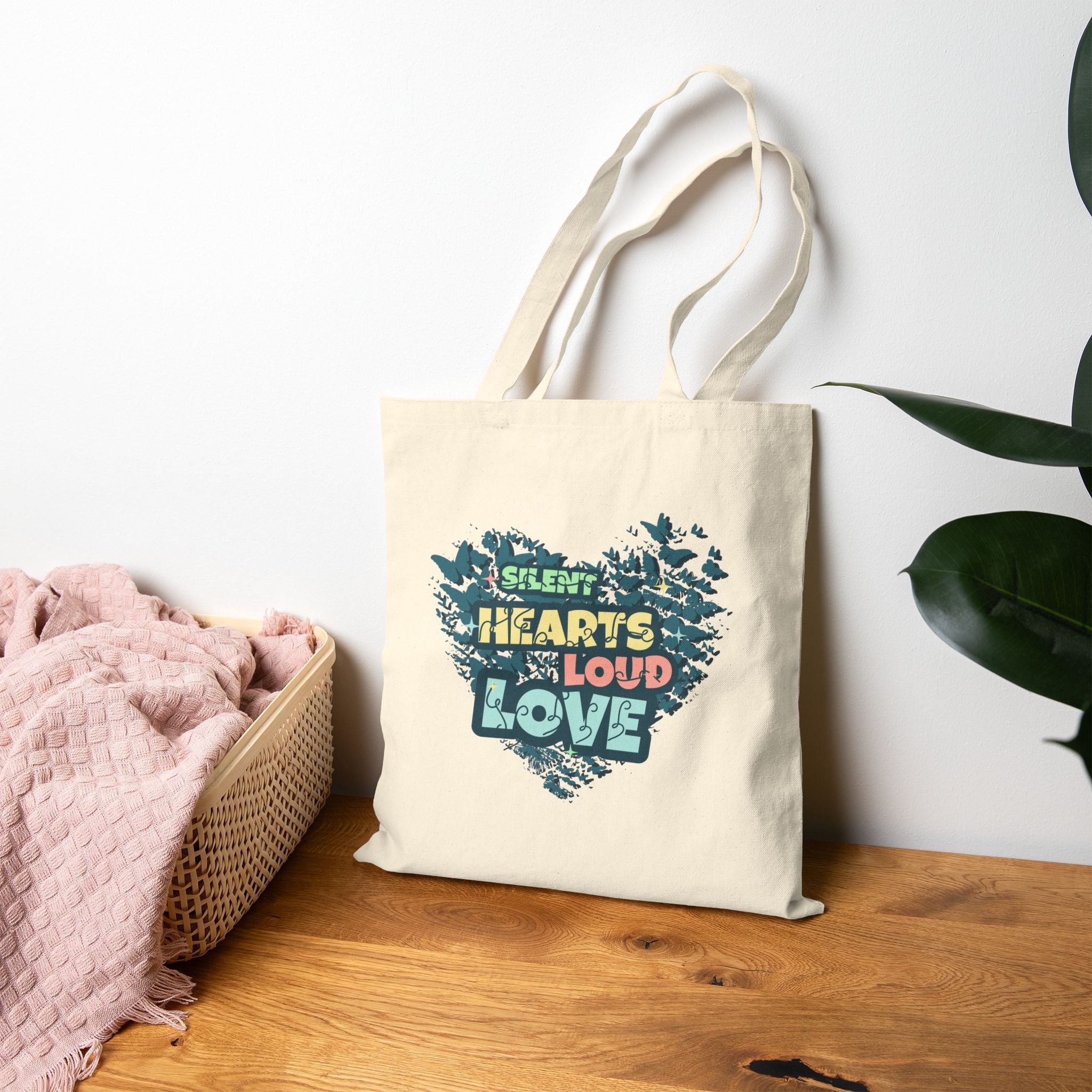 Heart's Loud Love Tote Bag | Eco-Friendly Canvas Bag | Perfect Gift for Moms, Valentine's Day, Beach Days, Grocery Shopping