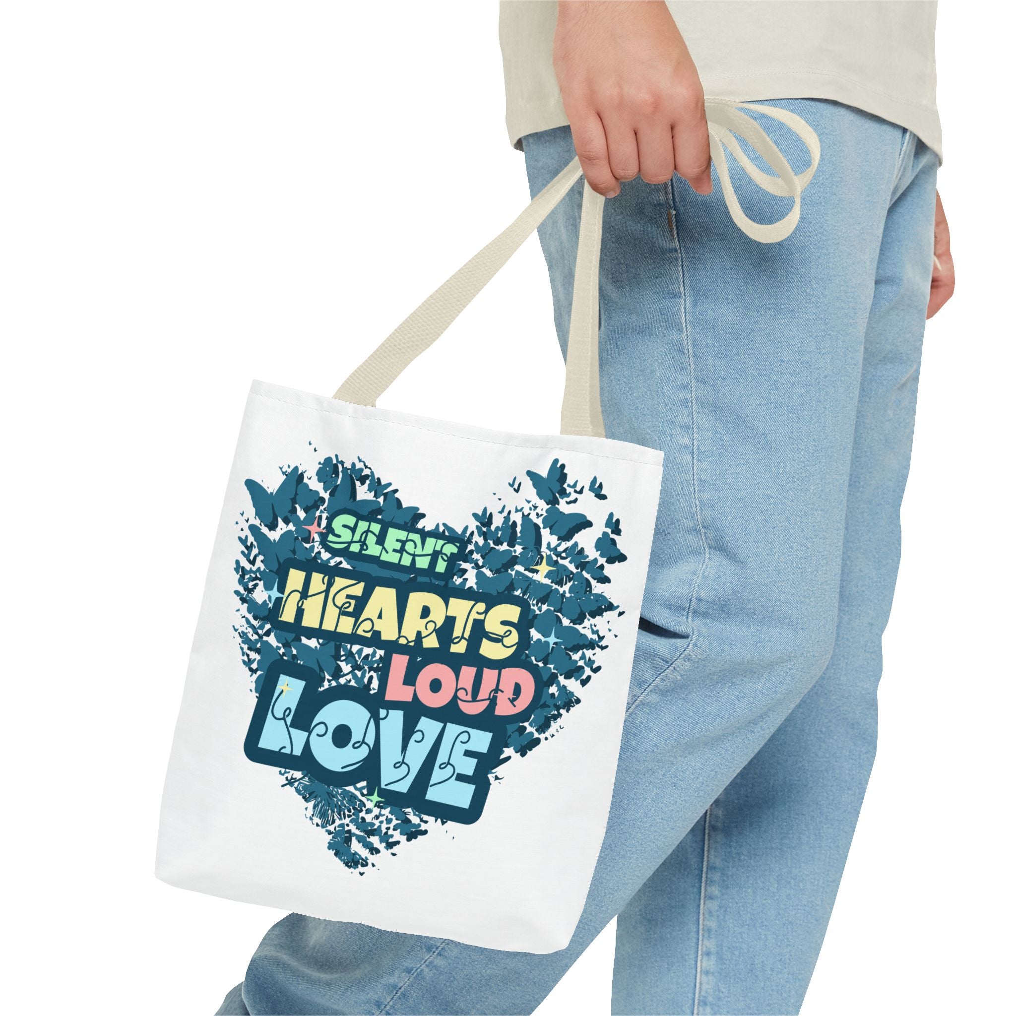 Charming Canvas Tote Bag | Hearts Loud Love Design | Eco-Friendly, Gift for Her, Beach Bag, Shopper Sac, Everyday Use