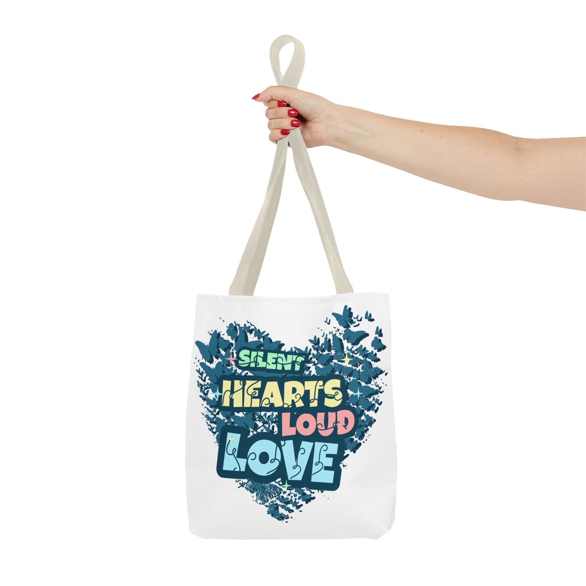 Charming Canvas Tote Bag | Hearts Loud Love Design | Eco-Friendly, Gift for Her, Beach Bag, Shopper Sac, Everyday Use