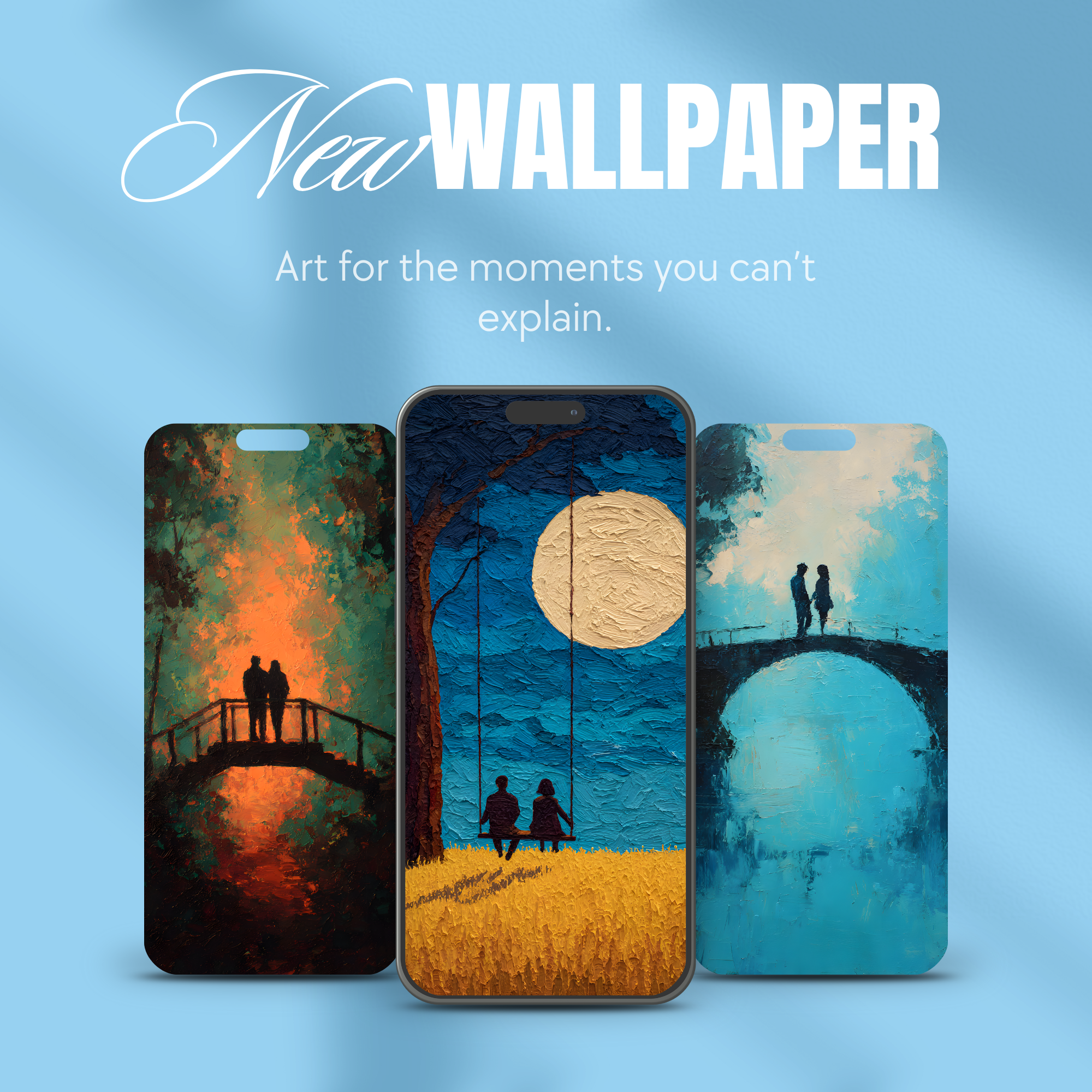 Still Together Romantic Painterly Phone Wallpaper Set