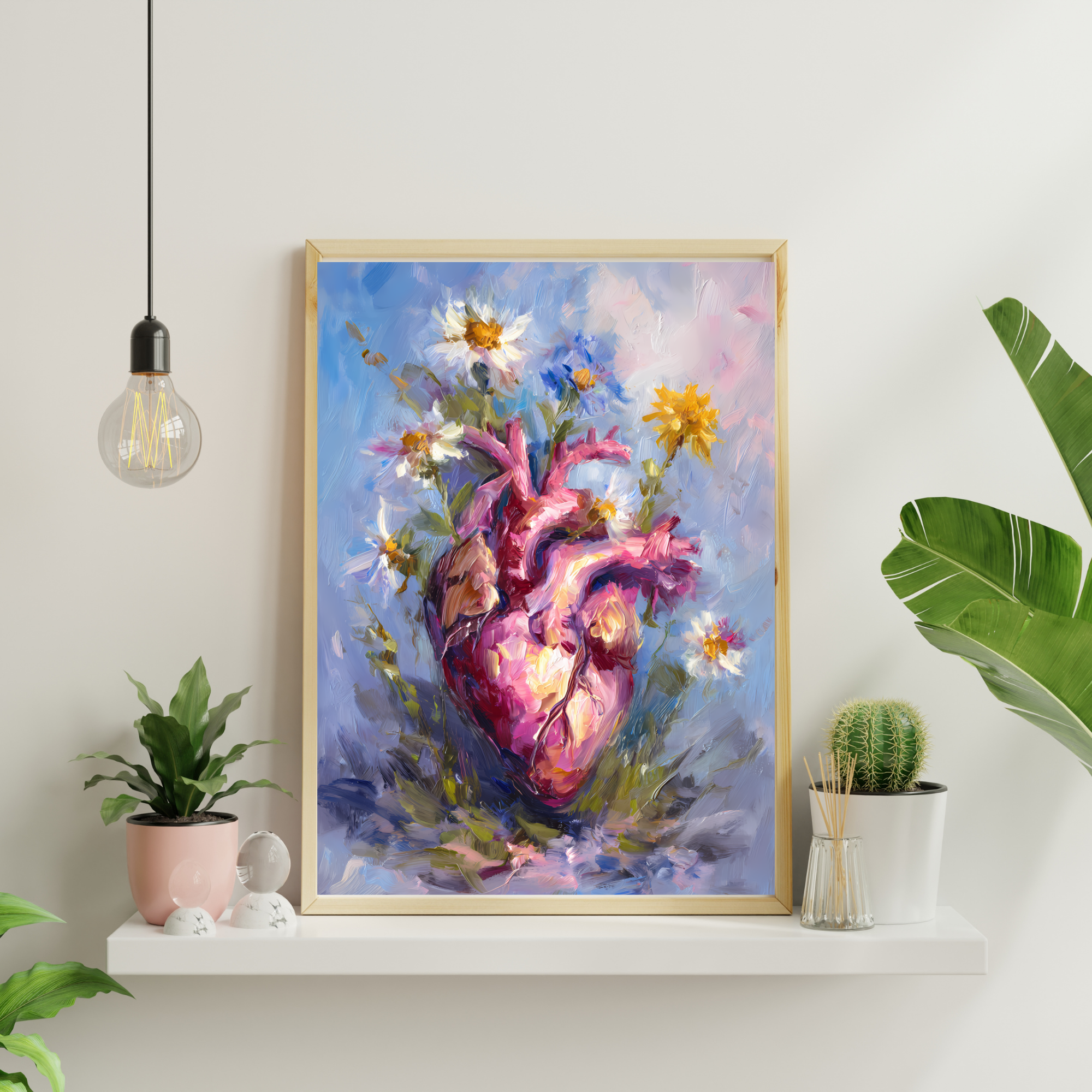 Artistic Heart Wall Art, Colorful Heart Print, Floral Art Poster, Modern Home Decor, Gift for Art Lovers