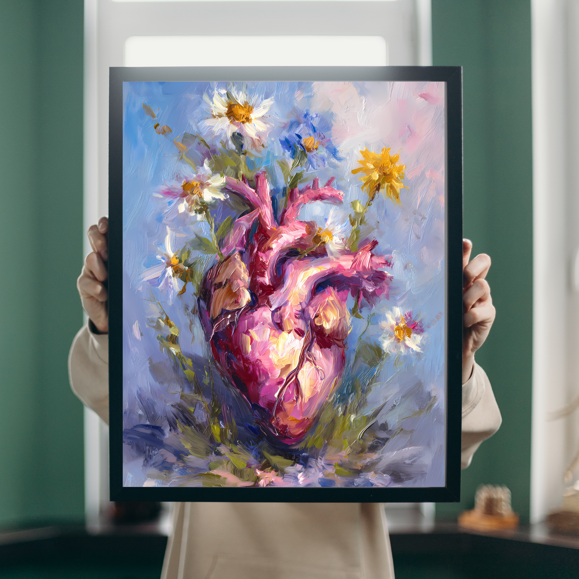 Artistic Heart Wall Art, Colorful Heart Print, Floral Art Poster, Modern Home Decor, Gift for Art Lovers
