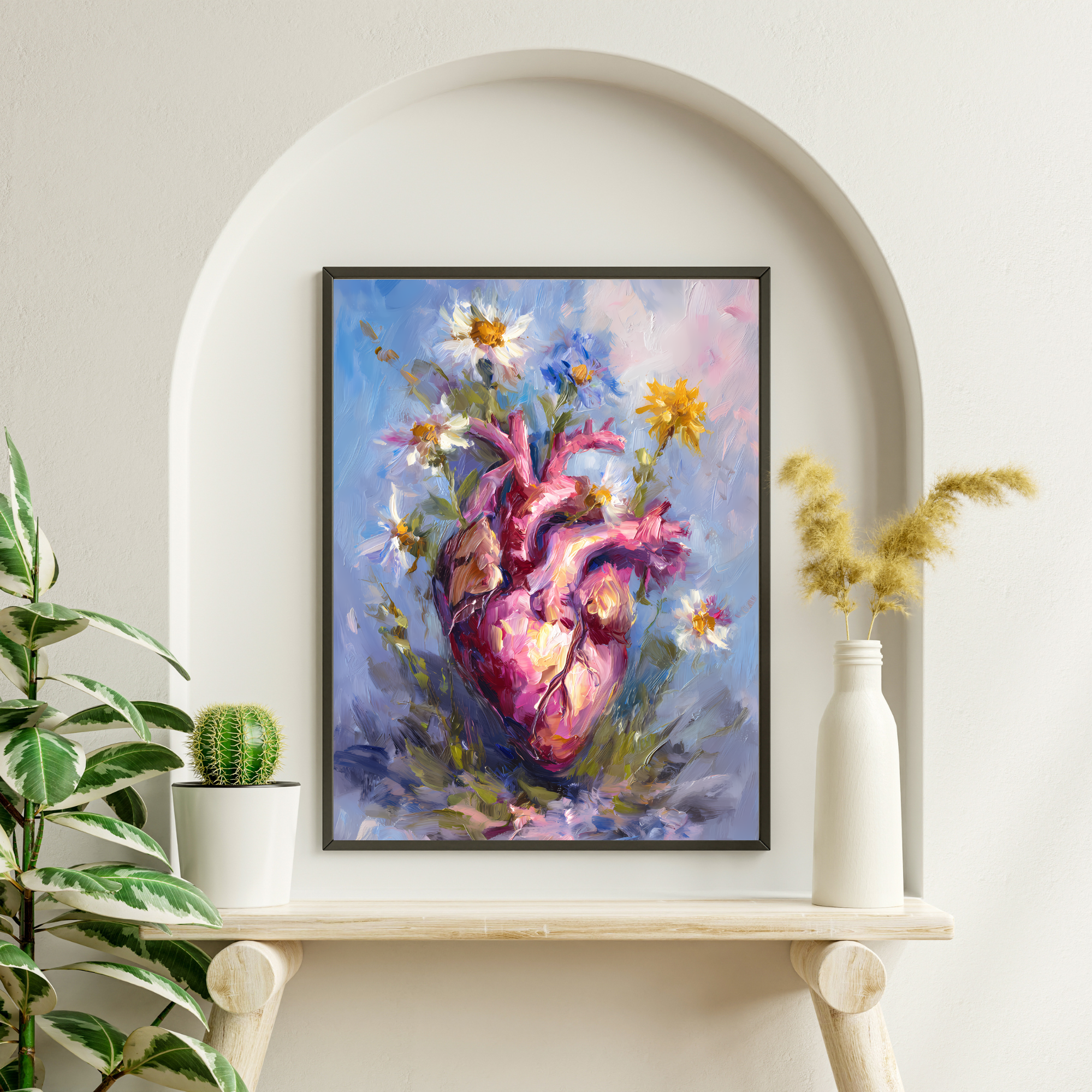 Artistic Heart Wall Art, Colorful Heart Print, Floral Art Poster, Modern Home Decor, Gift for Art Lovers