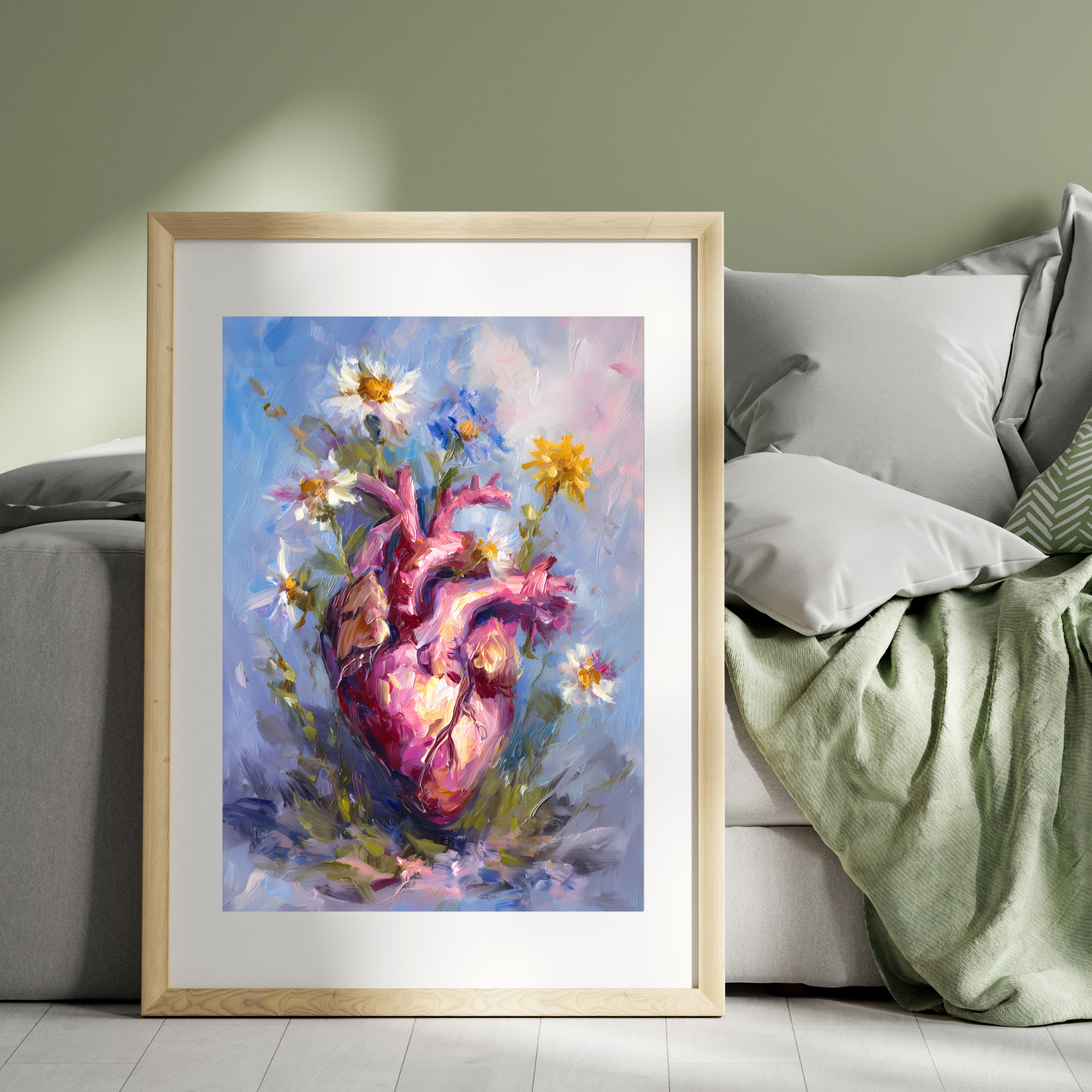 Artistic Heart Wall Art, Colorful Heart Print, Floral Art Poster, Modern Home Decor, Gift for Art Lovers