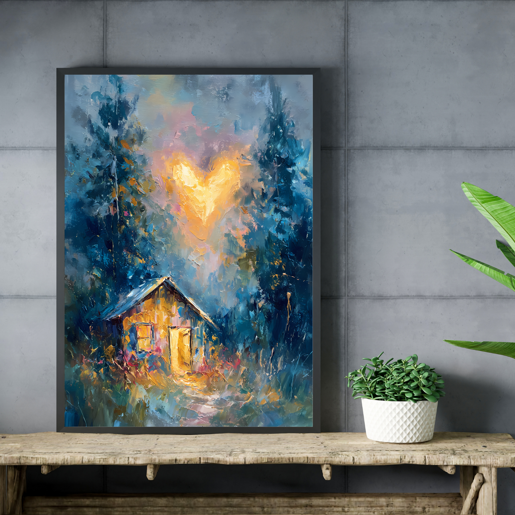 Heartfelt Forest Fine Art Poster, Cozy Home Decor, Gift for Nature Lovers, Romantic Wall Art, Cabin Art Print, Heart in Nature