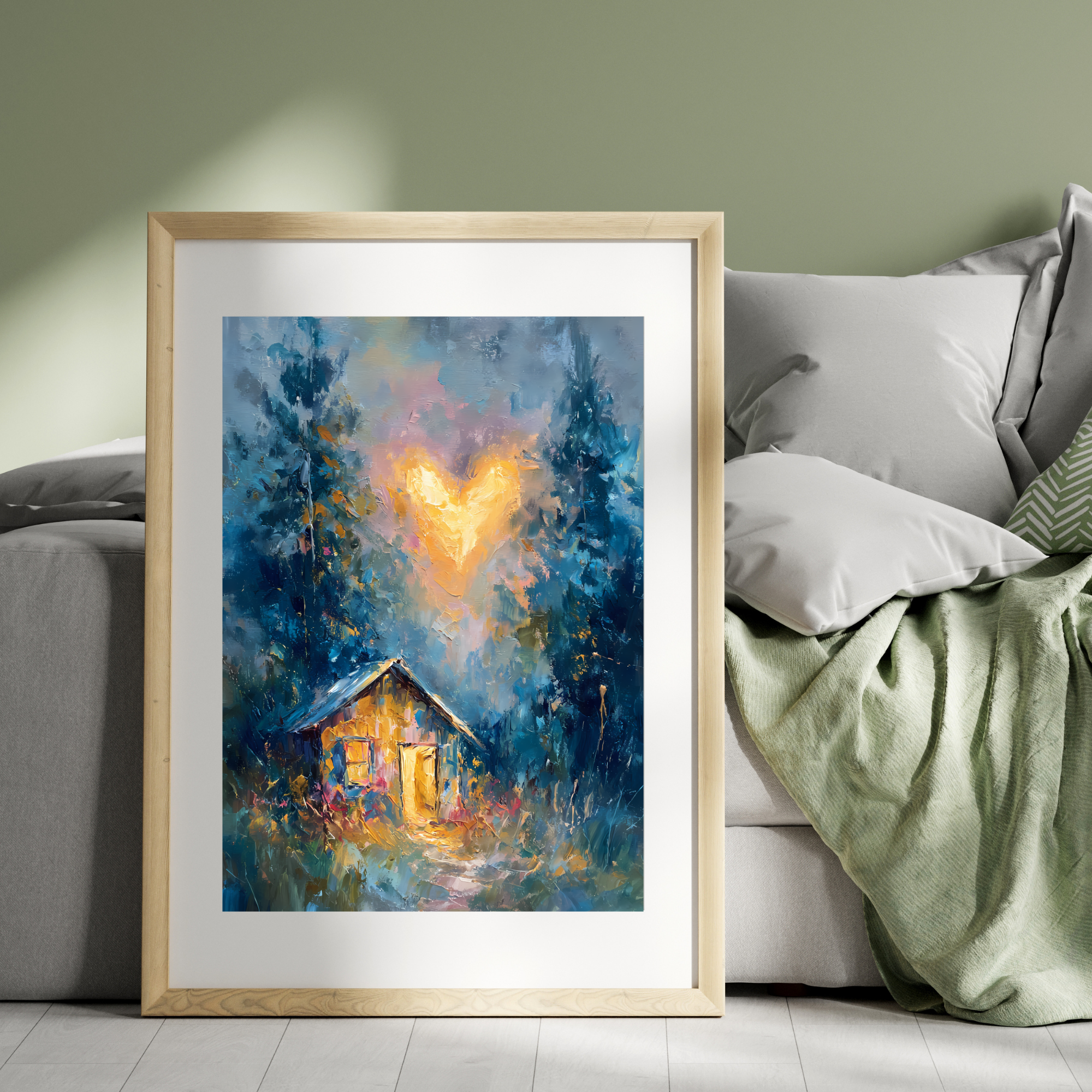 Heartfelt Forest Fine Art Poster, Cozy Home Decor, Gift for Nature Lovers, Romantic Wall Art, Cabin Art Print, Heart in Nature