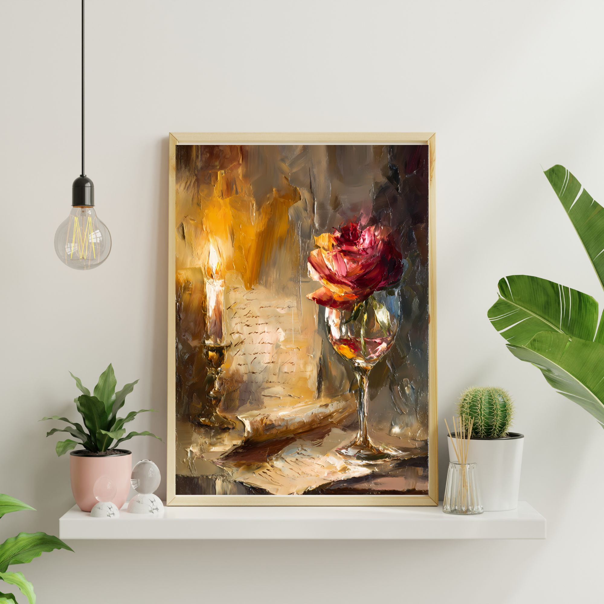 Romantic Fine Art Posters for Home Decor, Floral Wall Art, Vintage Candlelight Decor, Gift for Art Lovers, Bedroom Wall Aesthetic