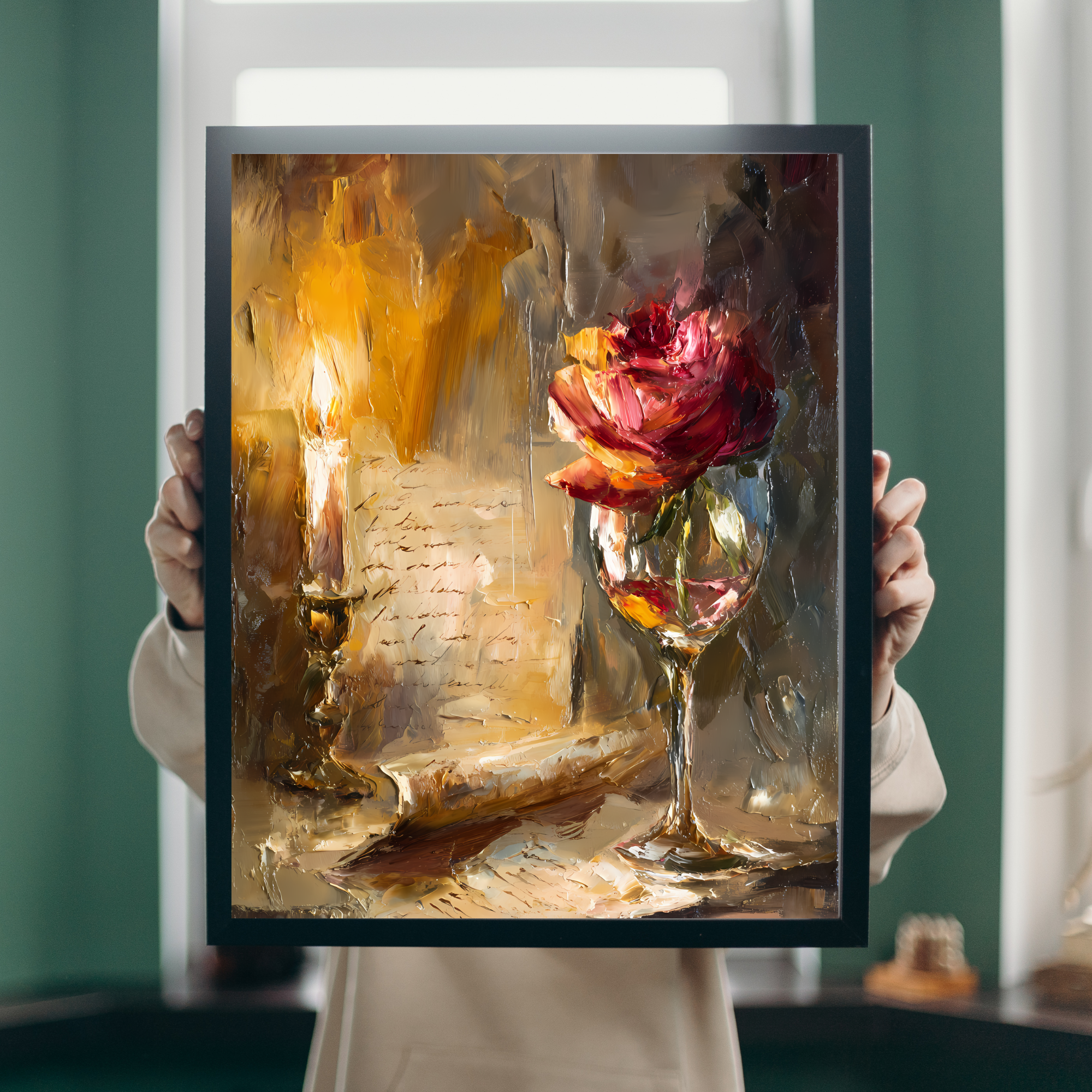 Romantic Fine Art Posters for Home Decor, Floral Wall Art, Vintage Candlelight Decor, Gift for Art Lovers, Bedroom Wall Aesthetic