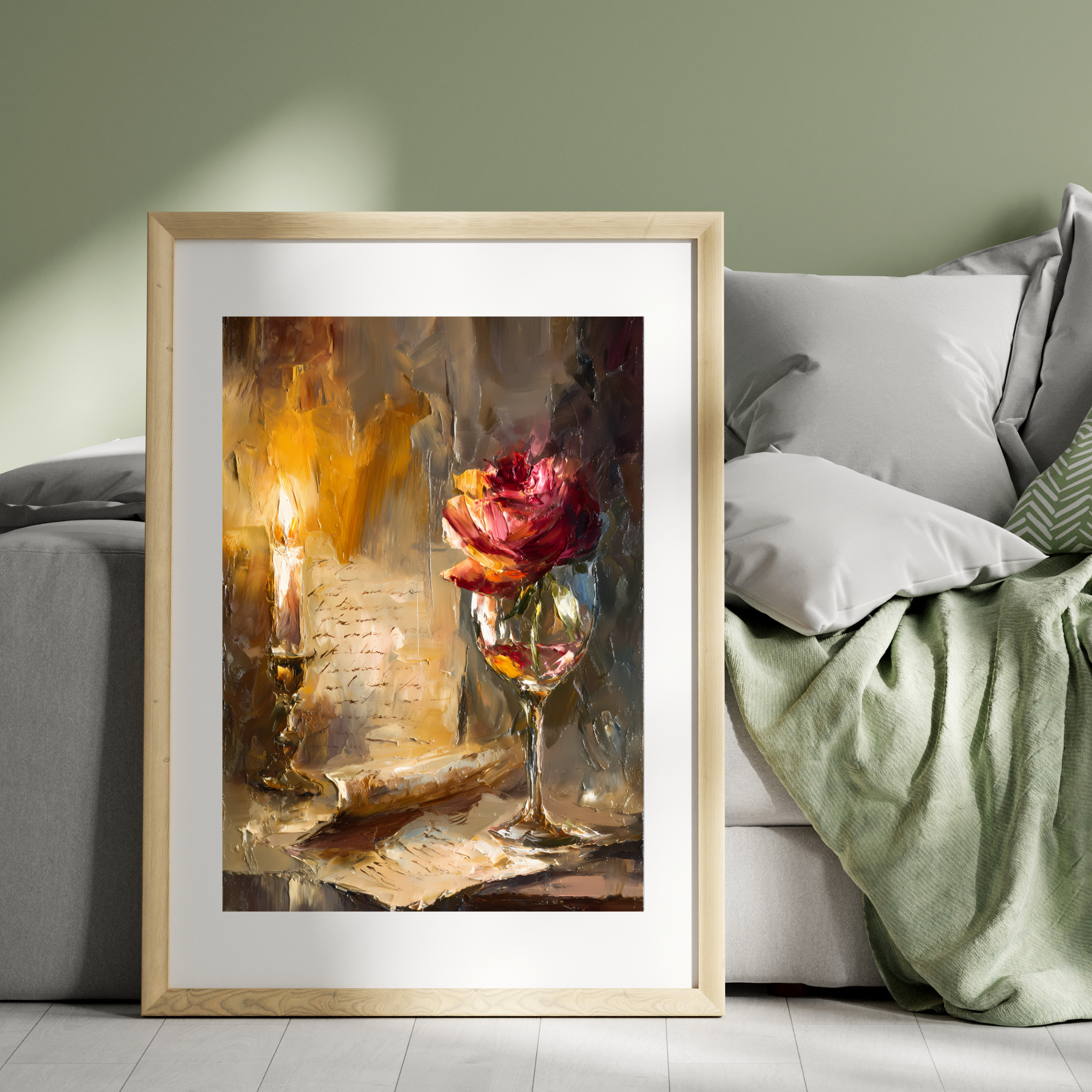 Romantic Fine Art Posters for Home Decor, Floral Wall Art, Vintage Candlelight Decor, Gift for Art Lovers, Bedroom Wall Aesthetic