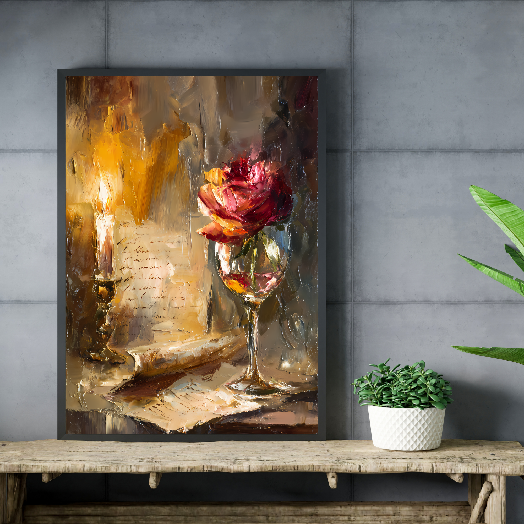 Romantic Fine Art Posters for Home Decor, Floral Wall Art, Vintage Candlelight Decor, Gift for Art Lovers, Bedroom Wall Aesthetic