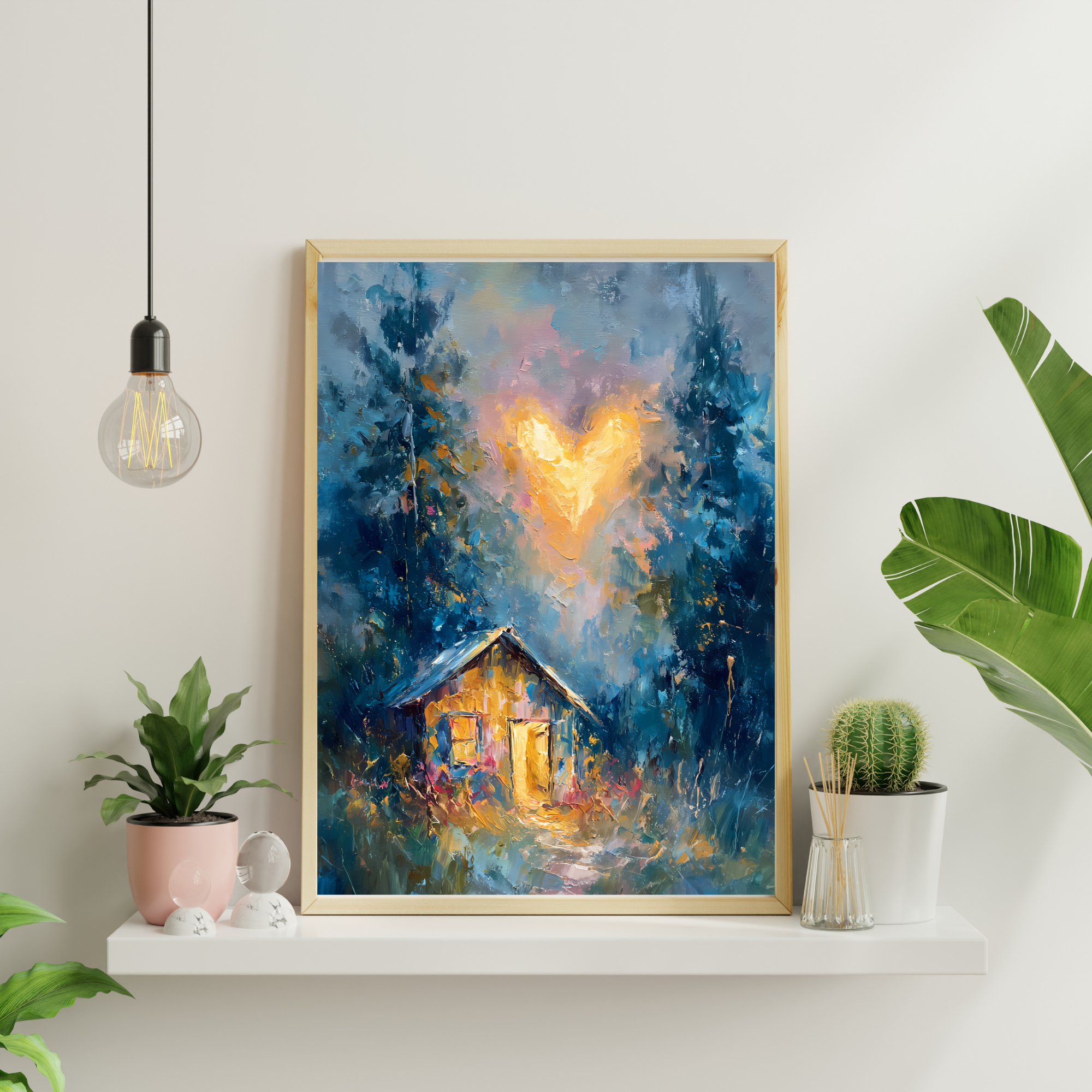 Heart light Cottage  Romantic Forest Fine Art Poster