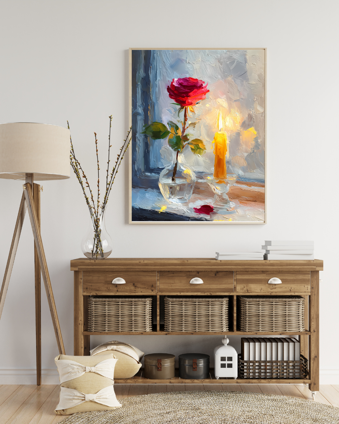 Candlelight & Rose Canvas Art