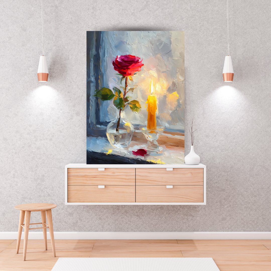 Candlelight & Rose Canvas Art