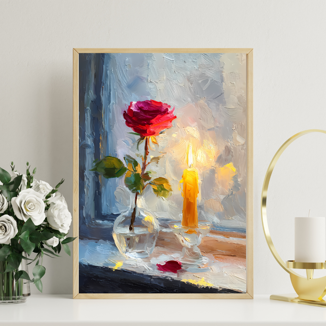 Candlelight & Rose Canvas Art