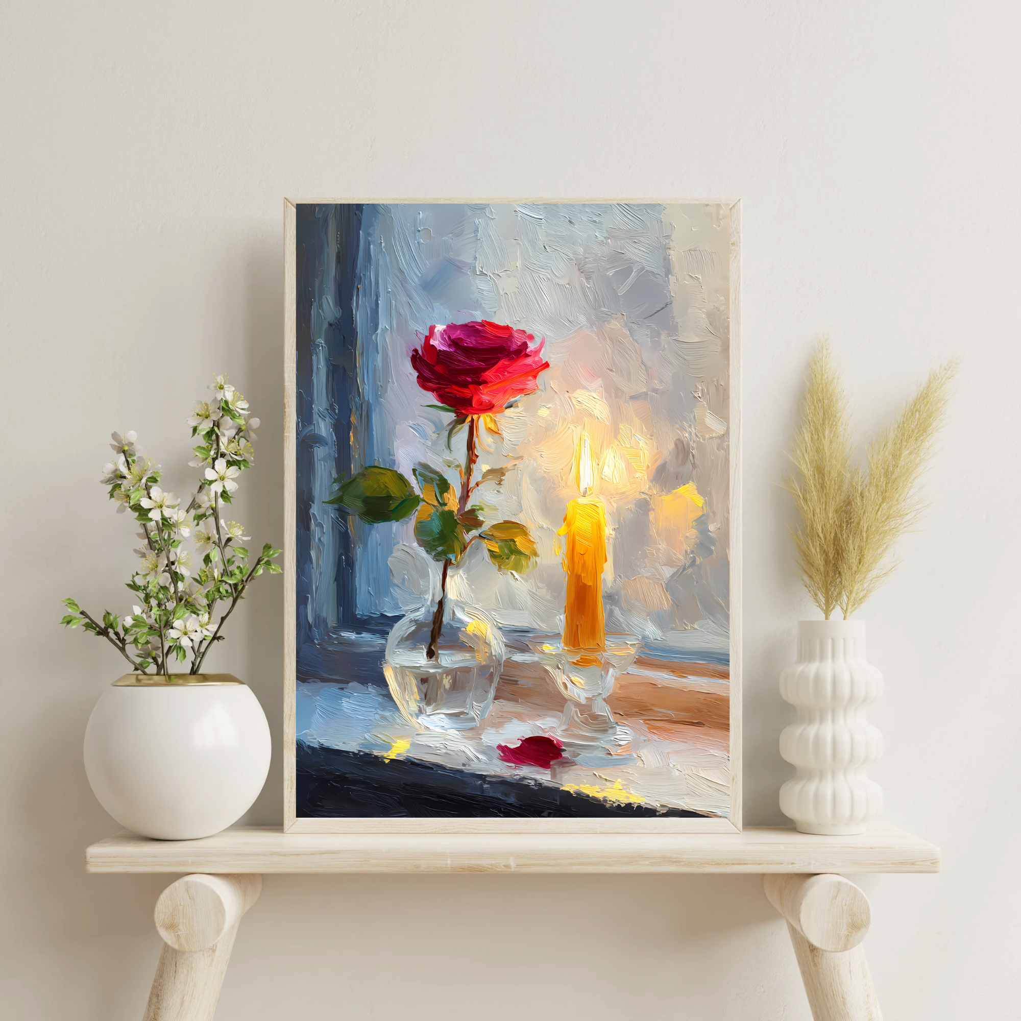 Candlelight & Rose Canvas Art