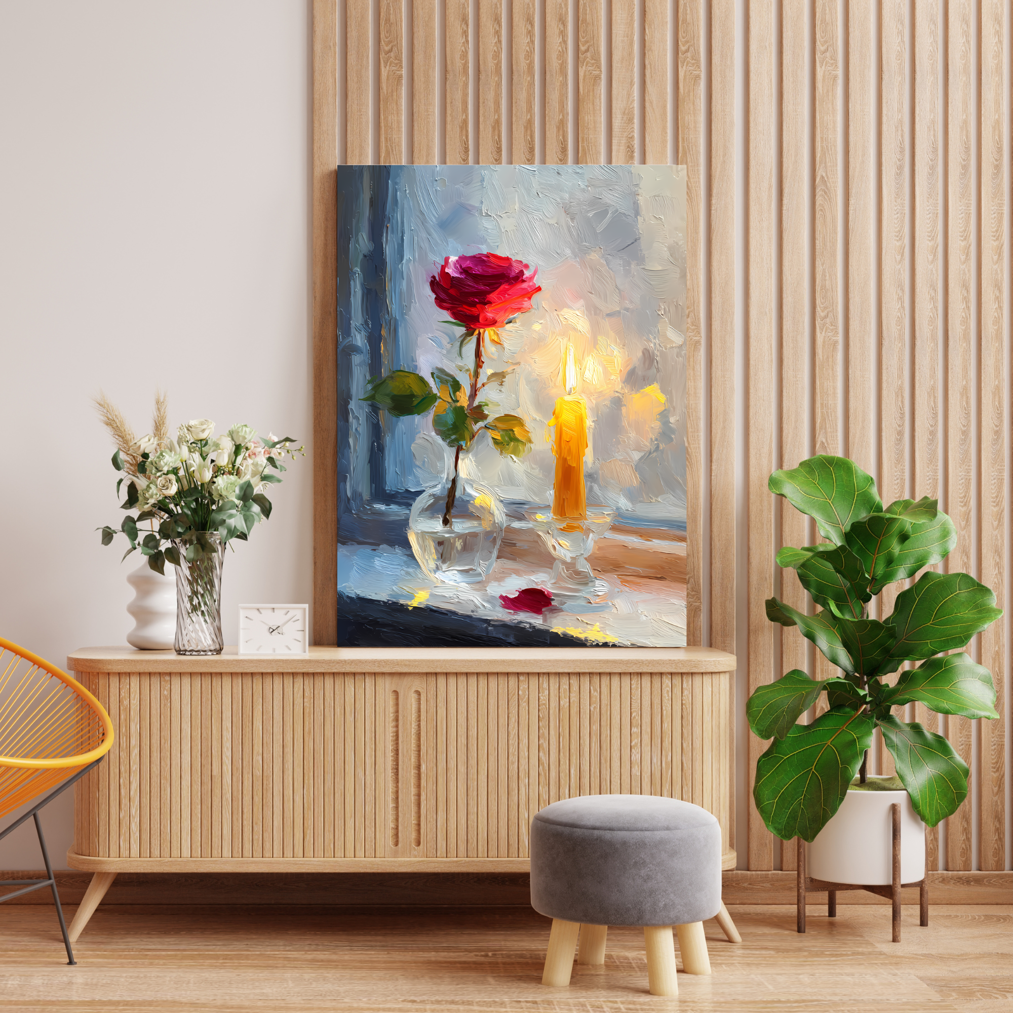 Candlelight & Rose Canvas Art