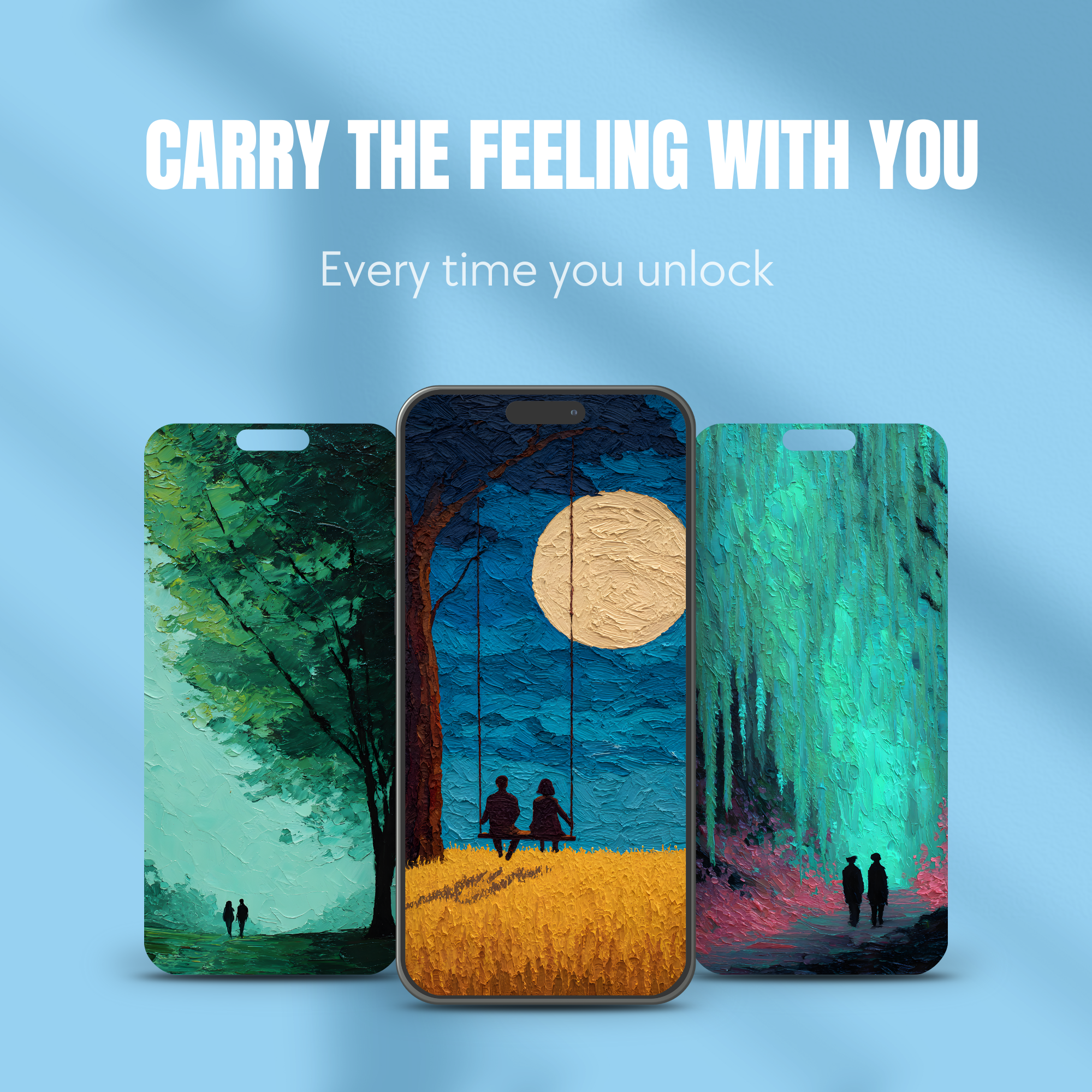 Still Together Romantic Painterly Phone Wallpaper Set
