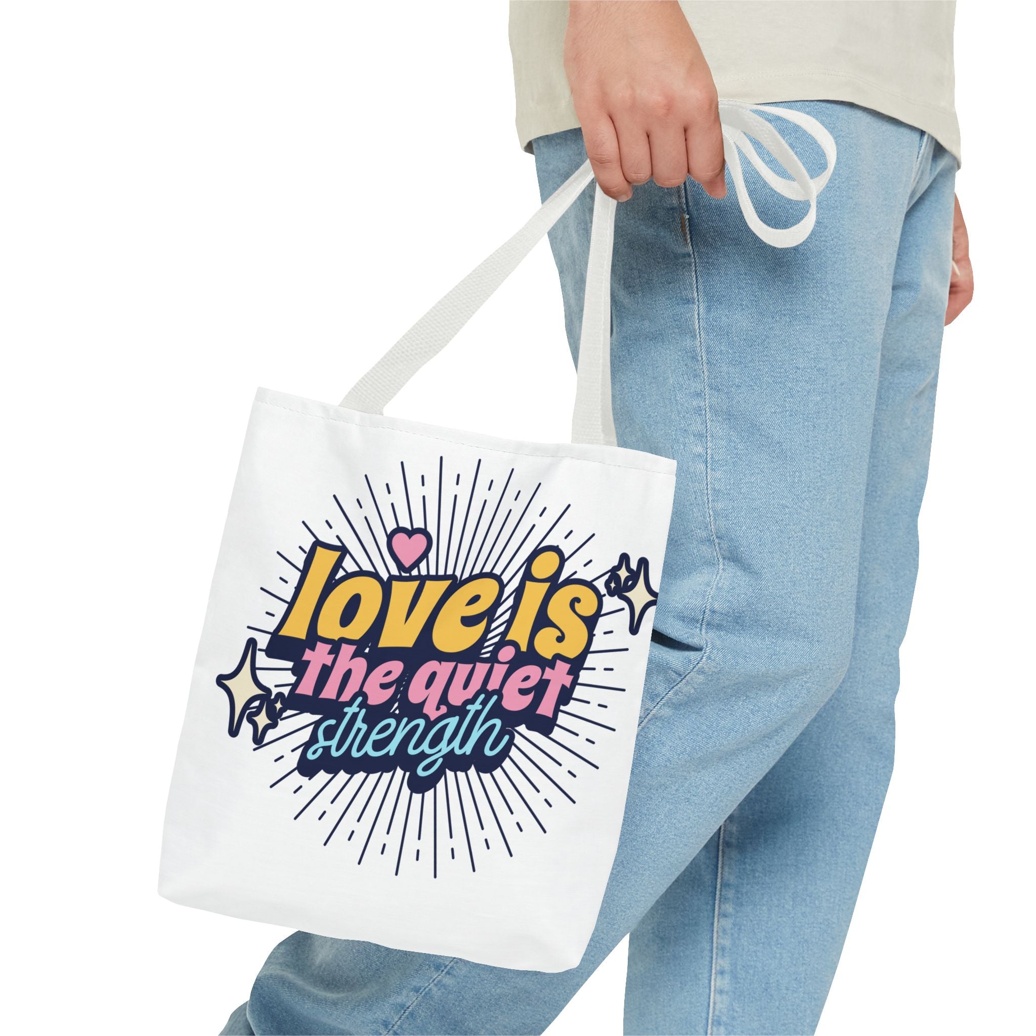 Love Is the Quiet Strength Tote Bag, Inspirational Gift for Women, Motivational Shopper, Eco-Friendly Carry-All, Perfect for Everyday Use