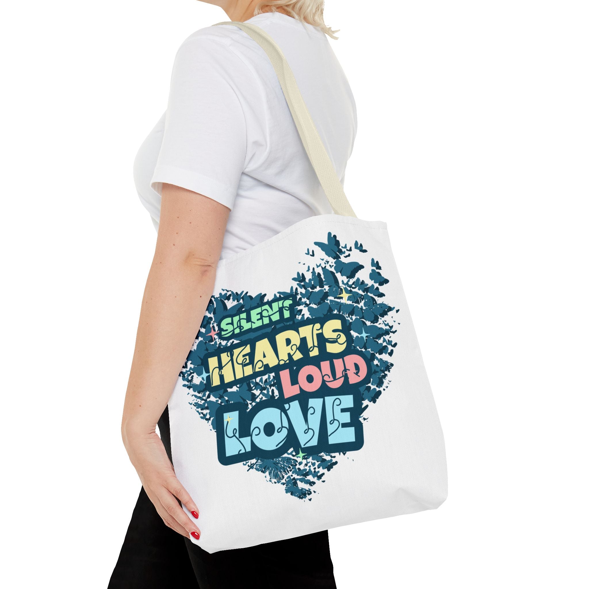 Charming Canvas Tote Bag | Hearts Loud Love Design | Eco-Friendly, Gift for Her, Beach Bag, Shopper Sac, Everyday Use