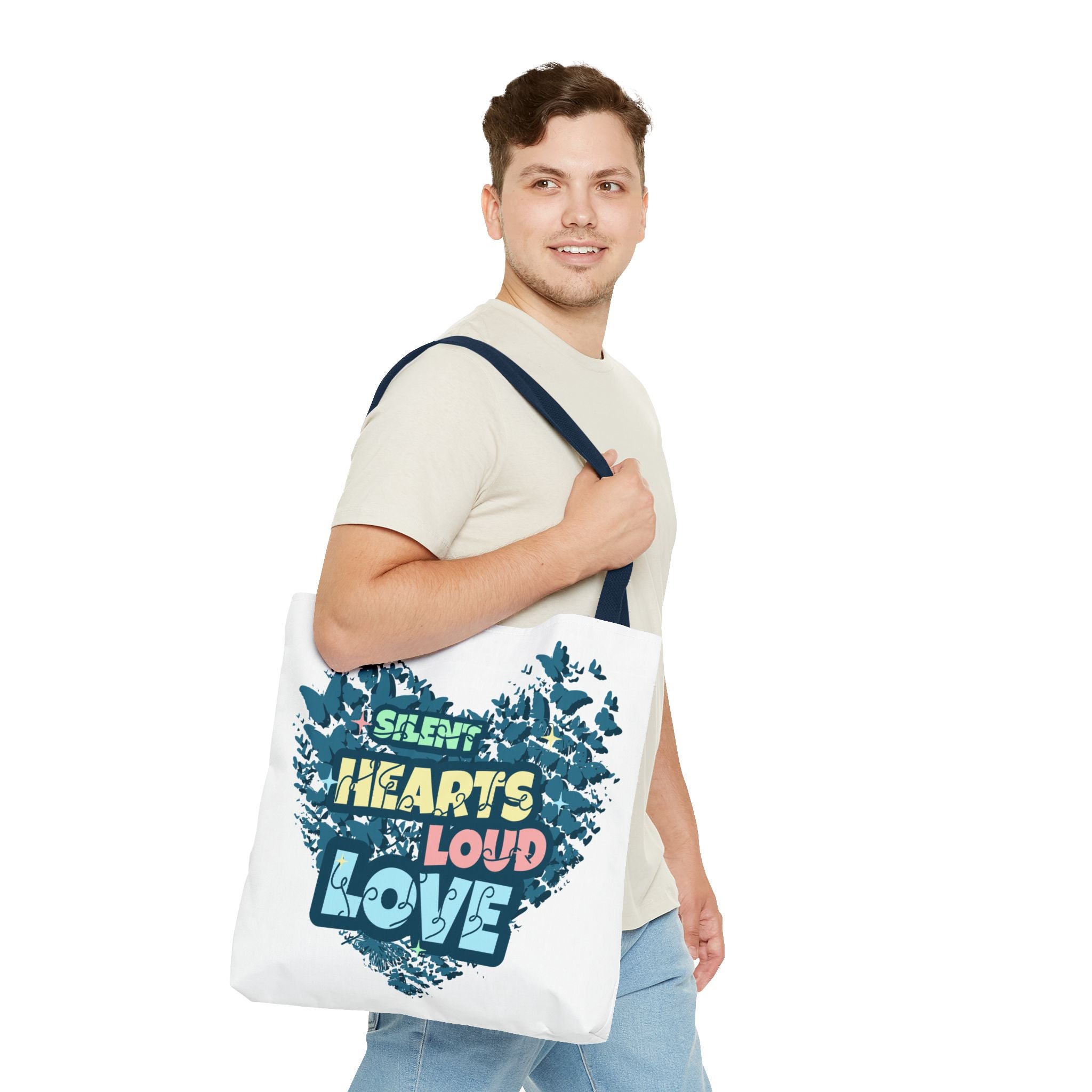 Charming Canvas Tote Bag | Hearts Loud Love Design | Eco-Friendly, Gift for Her, Beach Bag, Shopper Sac, Everyday Use