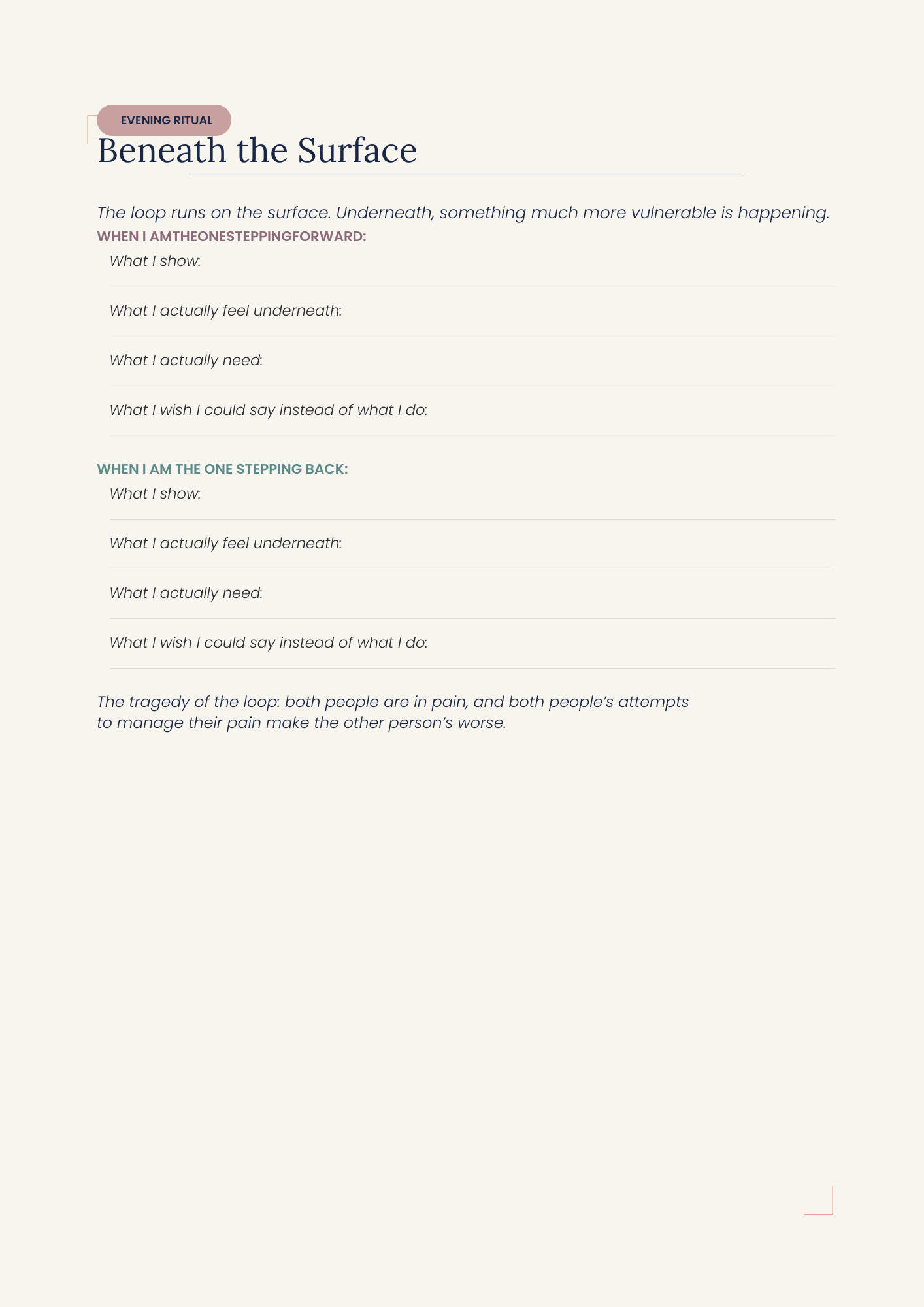 Evening reflection page