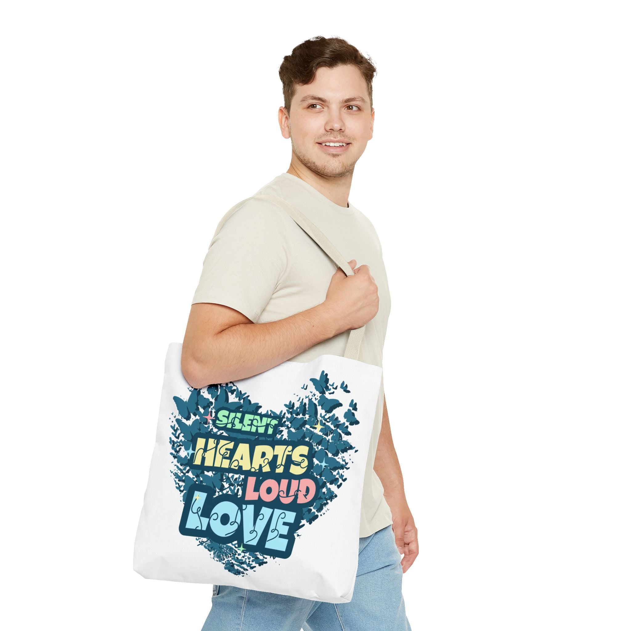 Charming Canvas Tote Bag | Hearts Loud Love Design | Eco-Friendly, Gift for Her, Beach Bag, Shopper Sac, Everyday Use