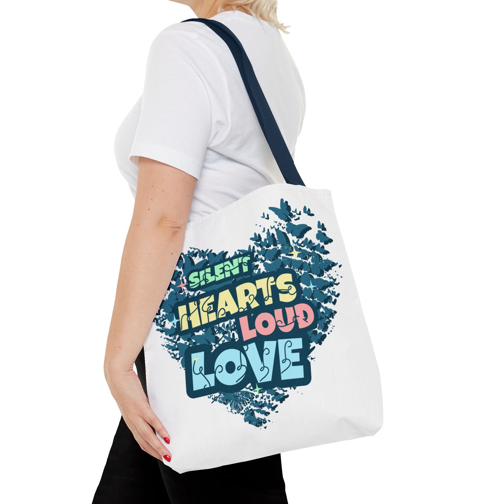 Charming Canvas Tote Bag | Hearts Loud Love Design | Eco-Friendly, Gift for Her, Beach Bag, Shopper Sac, Everyday Use