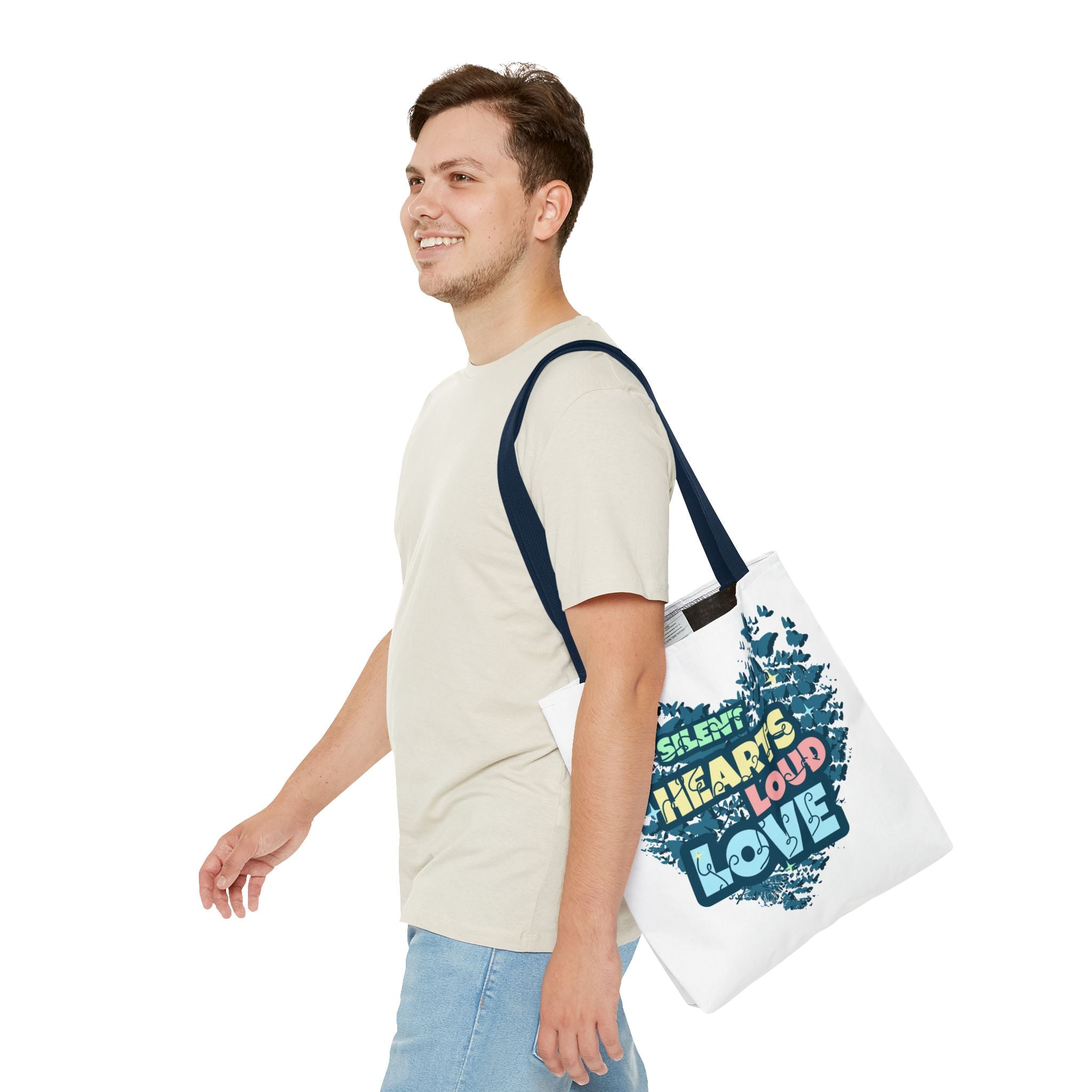 Charming Canvas Tote Bag | Hearts Loud Love Design | Eco-Friendly, Gift for Her, Beach Bag, Shopper Sac, Everyday Use